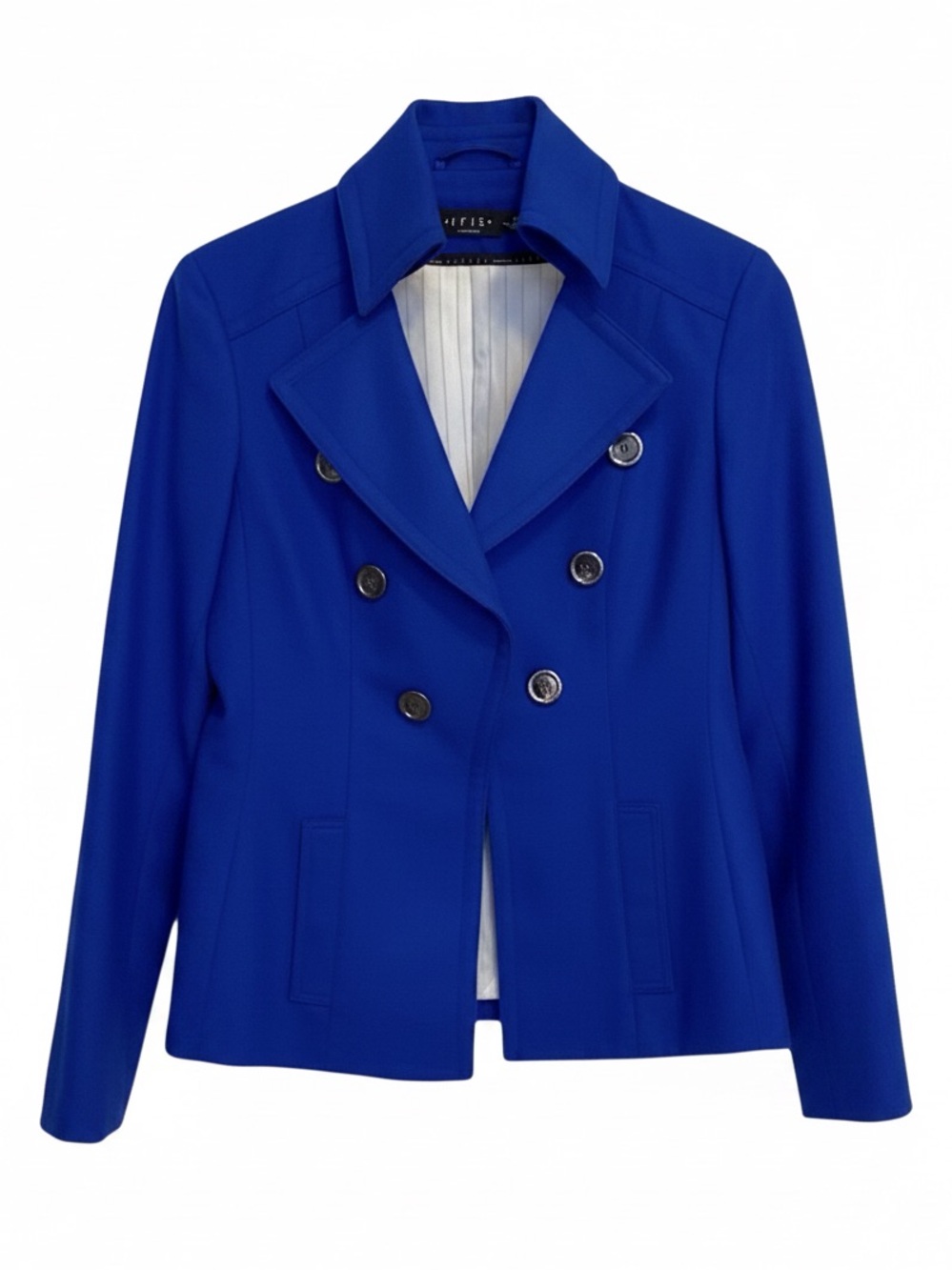 Iris Royal Blue Tailored Suit Set | Size 6 | Double-Breasted Blazer Pencil Skirt